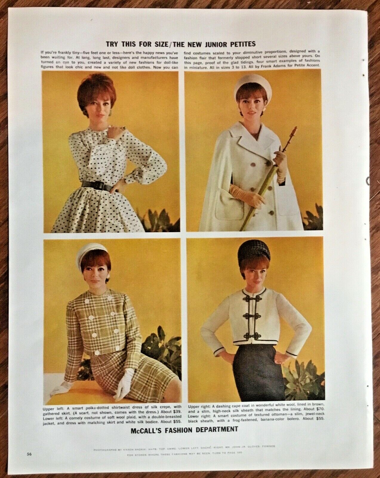 McCall’s ad 1962 original vintage art print 1960s fashion model 