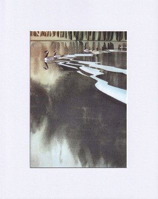 8X10'' Matted Print Art Bev Doolittle Picture: Smooth Ride, Birds on Water