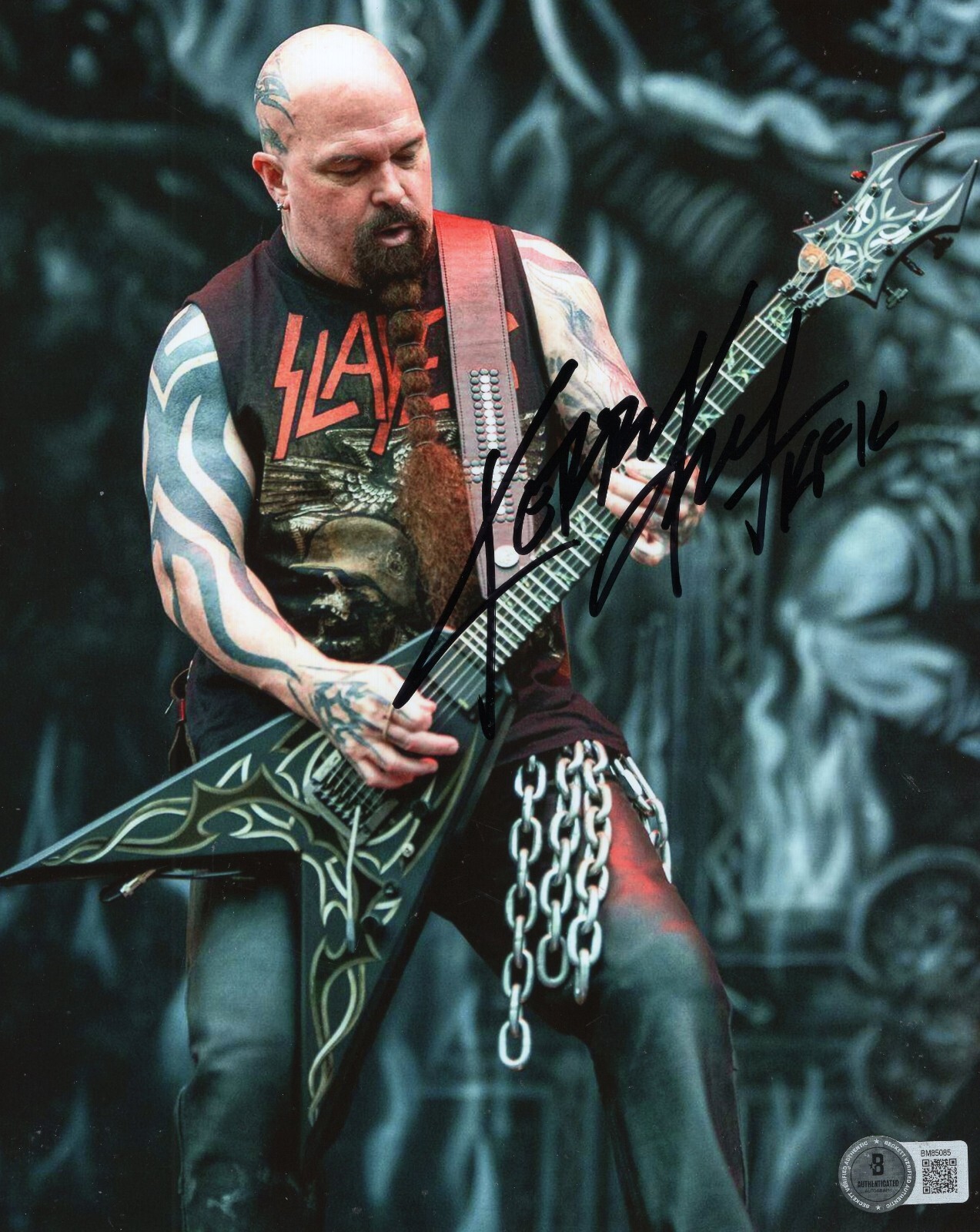 Kerry King Slayer Music Group Bass Signed 8x10 Photo w
