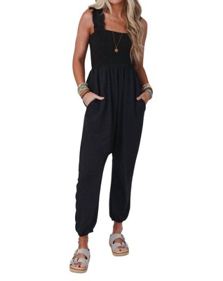 Three Bird Nest willow smocked harem jumpsuit for women - size S