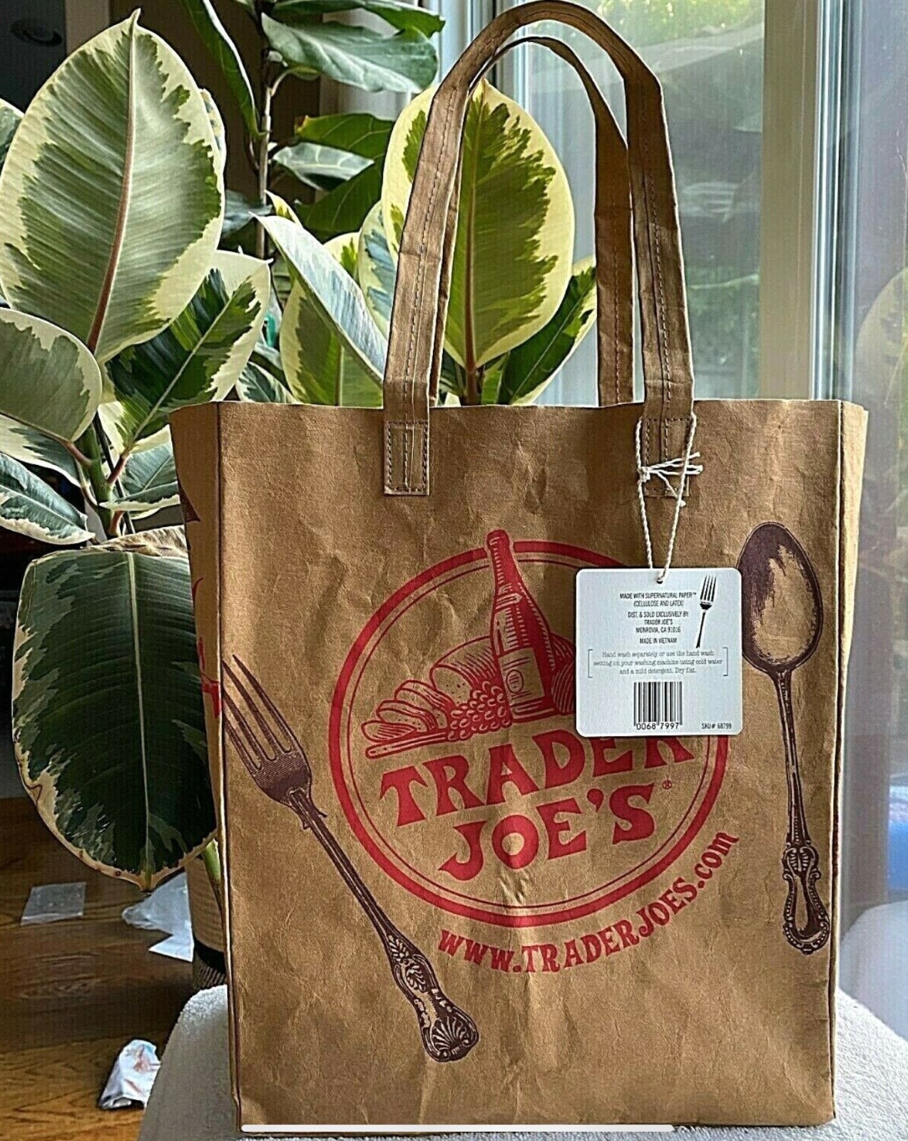 ⚡️ Trader Joe's Washable Paper Reusable Grocery Bag NWT NEW FREE SHIP ❤️