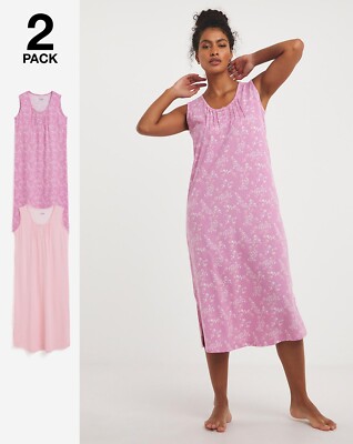 Pretty Secrets Nightie Night Dress Size UK 8 / 10 *2 Pack* Cotton Blend - Pink