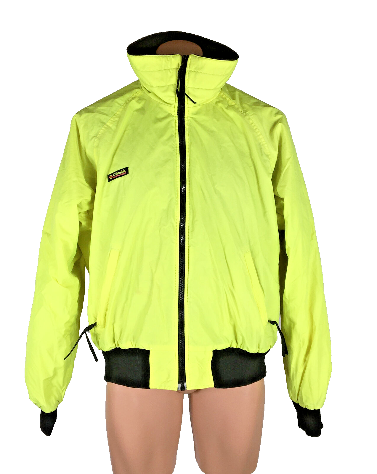 Vtg Mens Columbia NEON YELLOW Jacket Fleece lined 80s 90s Sz Vtg Mens Columbia NEON YELLOW Jacket Fleece lined 80s 90s Sz