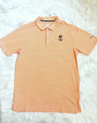 PUMA MEN'S DRYCELL CADDIE STRIPE POLO GOLF VIBRANT ORANGE HEATHER SIZE S NWT!!