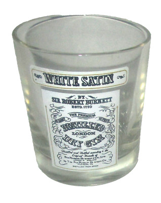 VINTAGE COCKTAIL ROCK GLASS ~ 8 OZ ~ WHITE SATIN DISTILLED DRY GIN