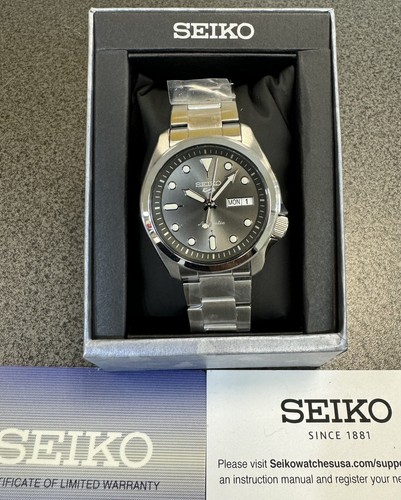 Pre-owned Seiko 5 Automatic Men's Watch Steel Bracelet Day-date Srpe51 Made In Japan