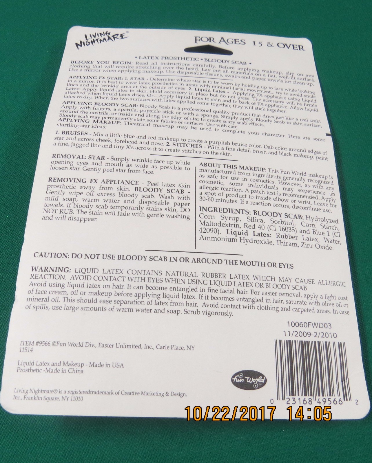 Fun World Ninja Star Wound FX Latex Stage Quality Halloween Costume Blood NEW