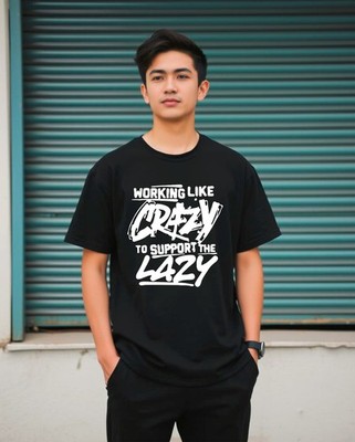 Working Like Crazy To Support The Lazy Vintage Men's Funny Dad Joke T-Shirt