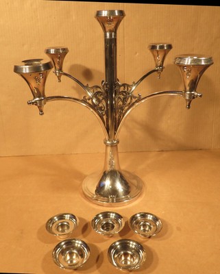 Art Deco Forbes Silver Co Silver Plated Candelabra For 5 Candles With Snuffer