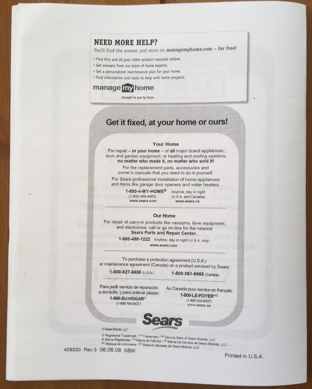 Owner’s Manual Sears Craftsman 18.5 HP Lawn Tractor 42” Mower - Model