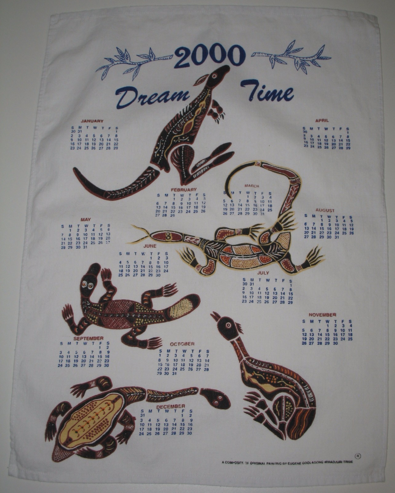 Australian Animals Tea Towel Aboriginal Kangaro Eugene Goolagong Wiradjuri Tribe