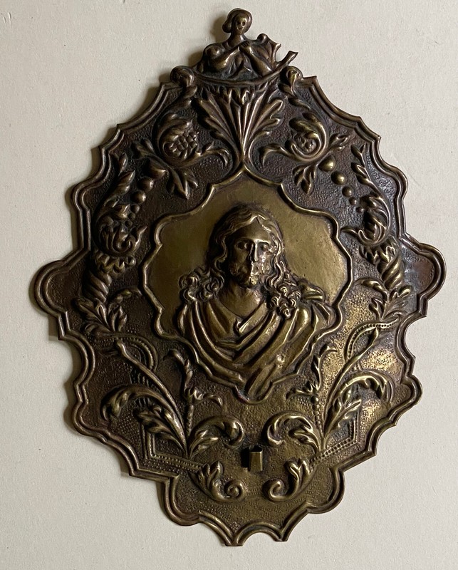 Barock Messing - Treibarbeit Blaker * Christus * Kerze Weihwasser 18. Jh.