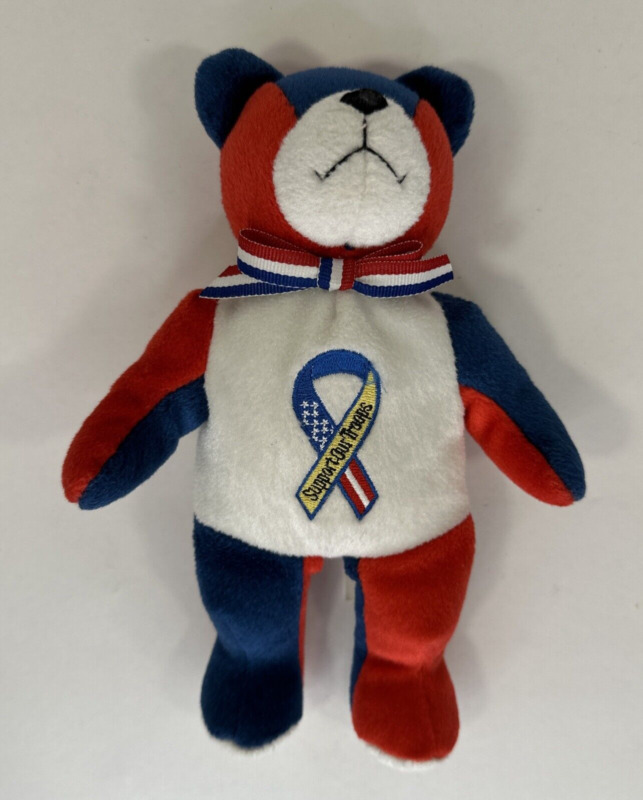 Support Our Troops Plush Teddy Bear Red White Blue Beary Thoughtful