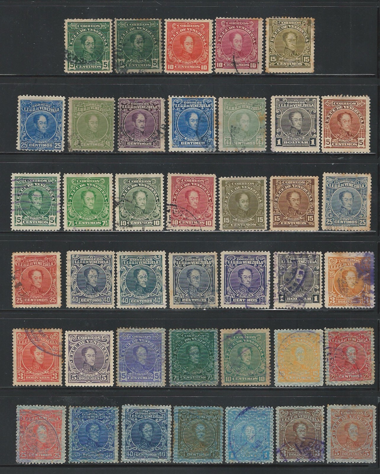 K Venezuela: 1915; 3 complete sets Bolivar, perf 12-perf 12.5