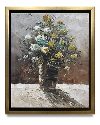 Hungryartist -Original Oil Painting of Still-Life Flowers on Canvas 8x10 Framed
