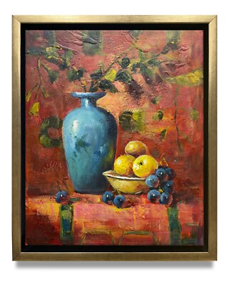 NY Art-Original Oil Painting of Still-Life Fruits Canvas 8x10 Framed