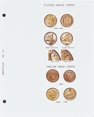 Indian Head Cent 1856-1909 *CDI Insert & Data Pages Fits Dansco Coin Album 7101