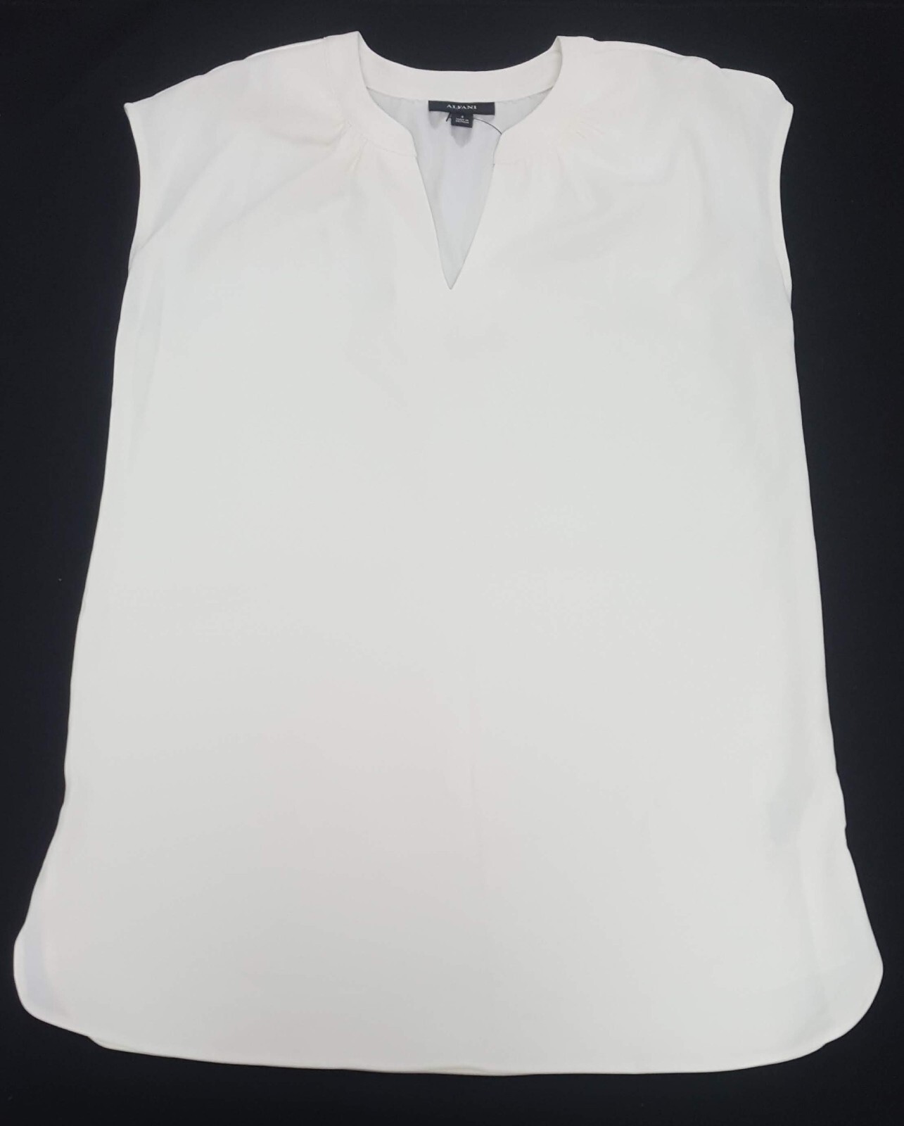 Alfani Womens Cap-Sleeve Tunic Keyhole Peasant Blouse Ivory  Small