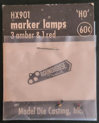 ROUNDHOUSE HX901, Marker Lights, (2) BLACK Castings, HO, WITH JEWELS, NOS