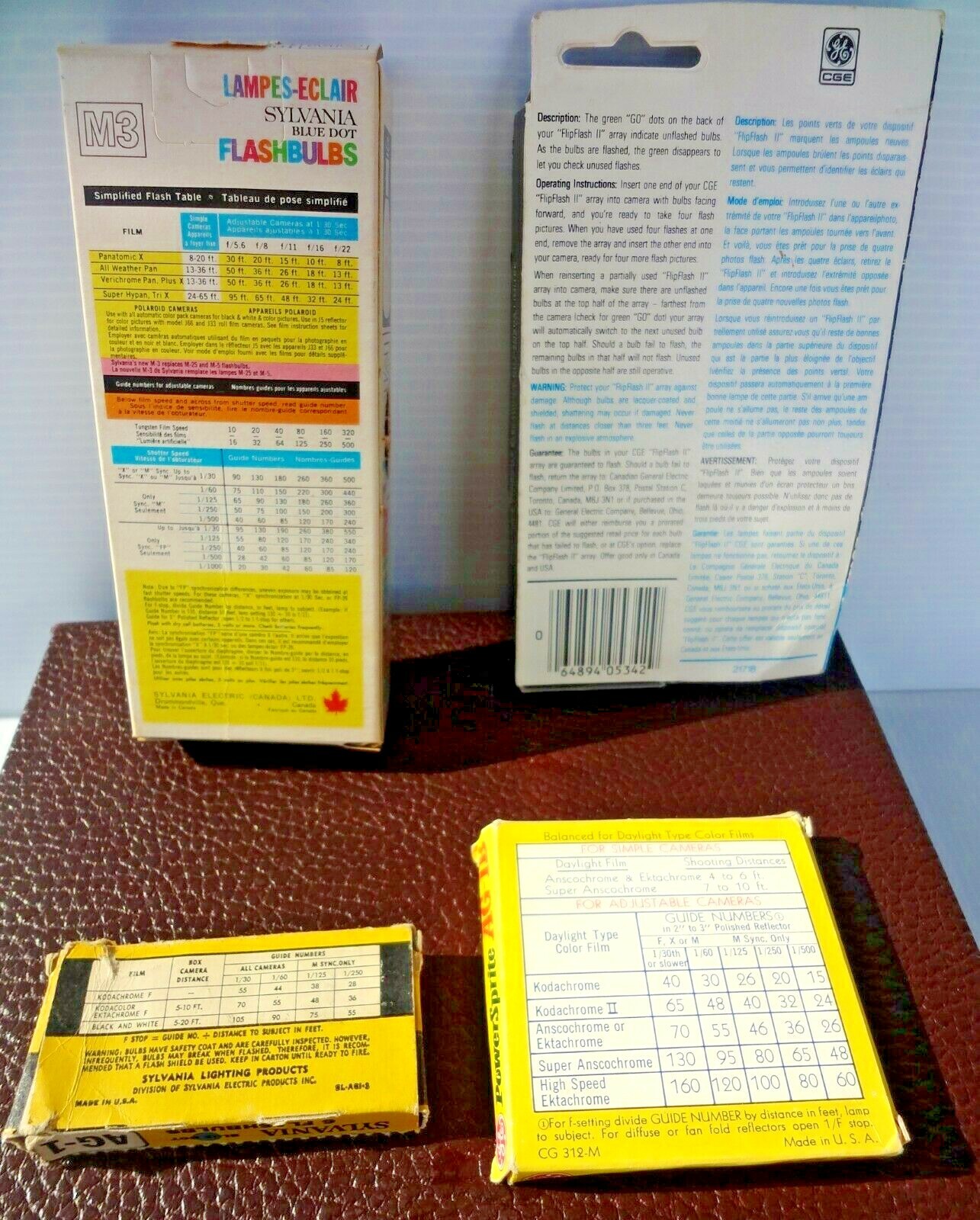 VINTAGE FLASH BULBS - SYLVANIA M3 & AG-1, GENERAL ELECTRIC AG-1B & FLIP FLASH ll