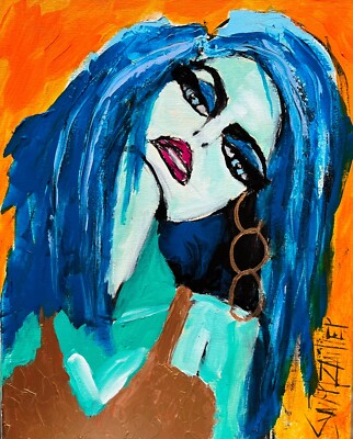 SEXY PORTRAIT ACRYLIC Painting SWARTZMILLER DNA SIGNED ART CANVAS 16 X 20 unique