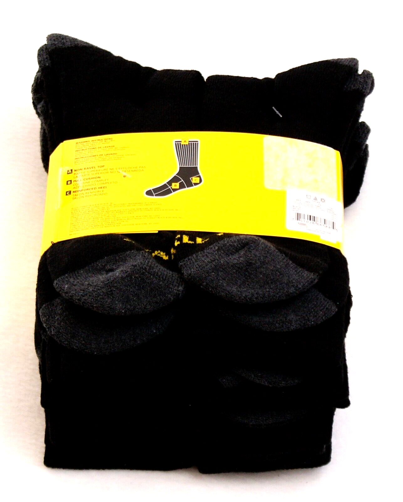 Stanley Black Midweight Work Crew Socks 8 in Package Men's 6-12