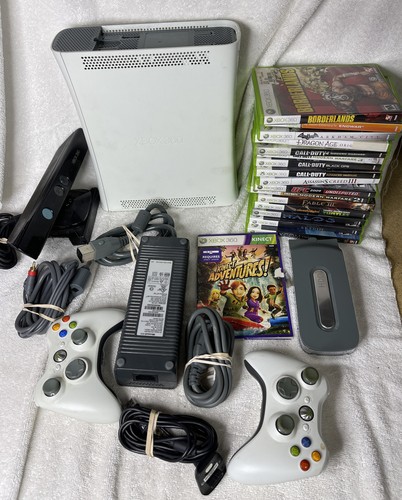 Microsoft Xbox 360 20GB HDD White Console W/ Cords-17 Games