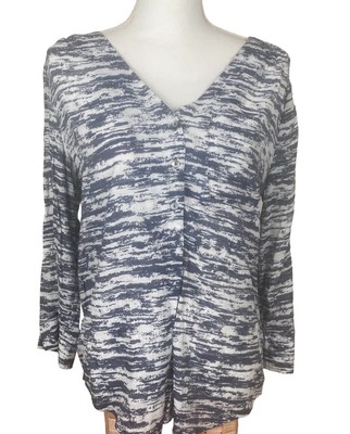 Fred David women top blouse Scoop gray and white size M