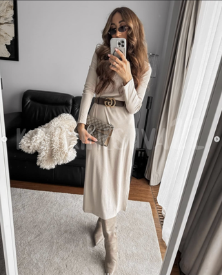 ZARA NEW WOMAN SS23 SAND RIBBED MOCK NECK DRESS REF 1044 635 SALE