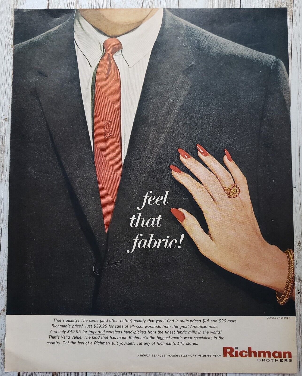 1962 Richman Brothers Men's Suits All Wool Worsteds Vintage Print Ad