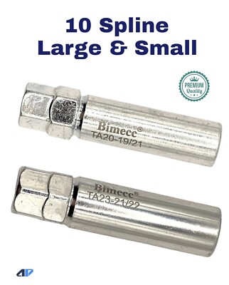 2pc Premium Bimecc 10-Spline Lug Nut Key Tools (1) Passenger Car, (1) SUV/Truck