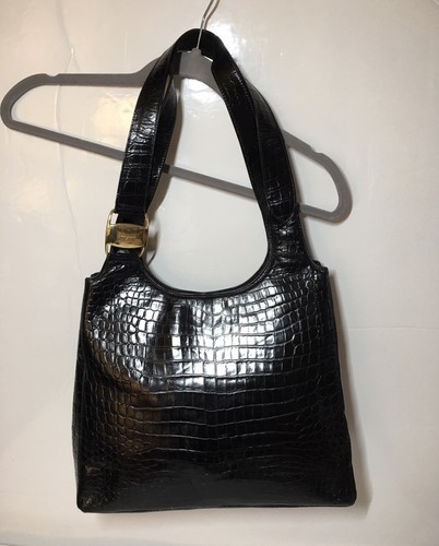 Authentic Salvatore Ferragamo Crocodile Embossed Tote Bag