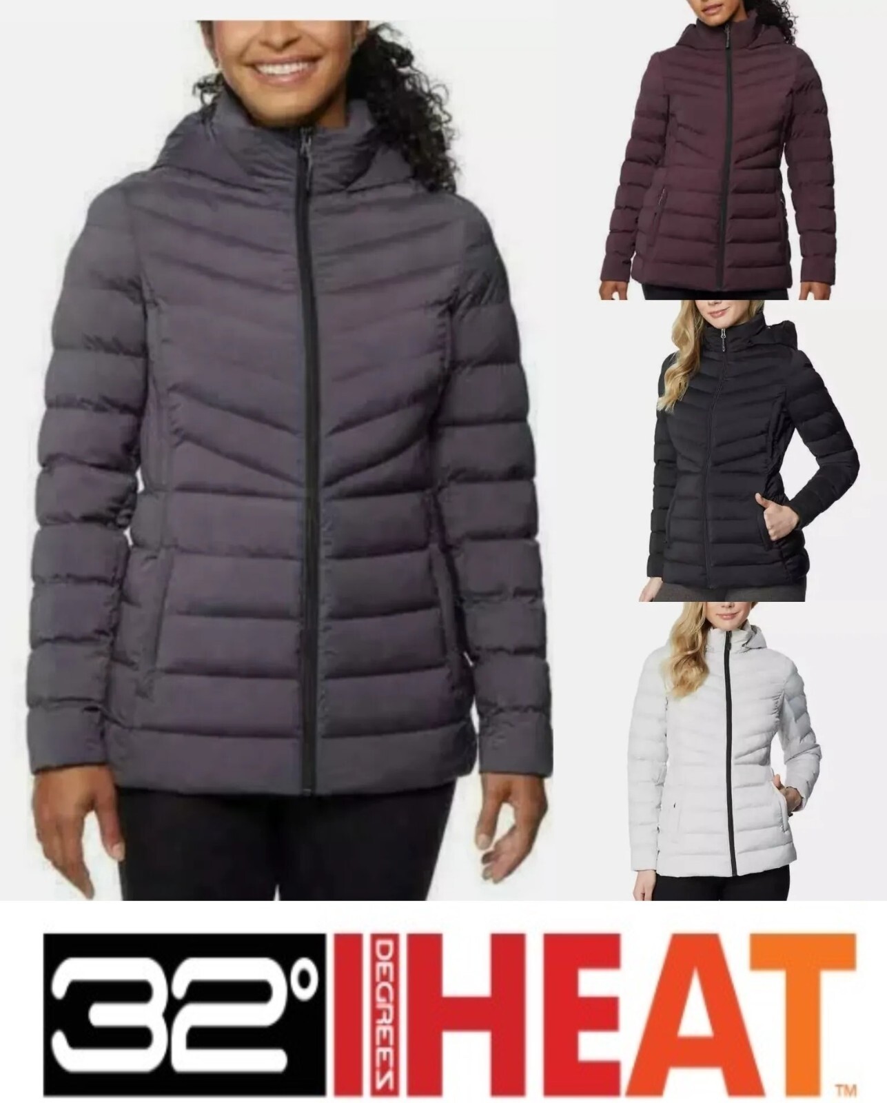 32° Degrees Woman's Hooded 4-Way Stretch Jacket Zip Up