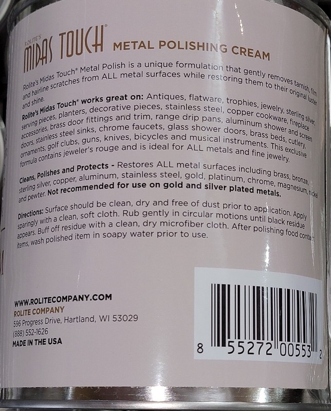 (2) 2 lbs Cans (4 lbs) Rolite Midas Touch Metal Polishing Cream *Dented Cans*