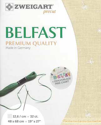 Zweigart Precut Belfast Wish 32 count Beige with White pattern 3609/2409