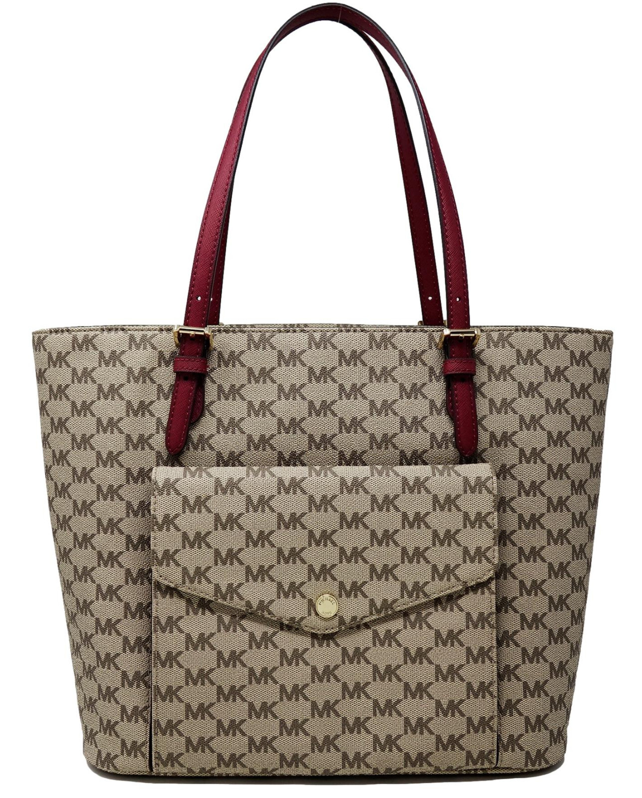 

НОВАЯ женская большая сумка-тоут Michael Kors бежевого бордового цвета с логотипом, дорожная рабочая сумка, Montauk