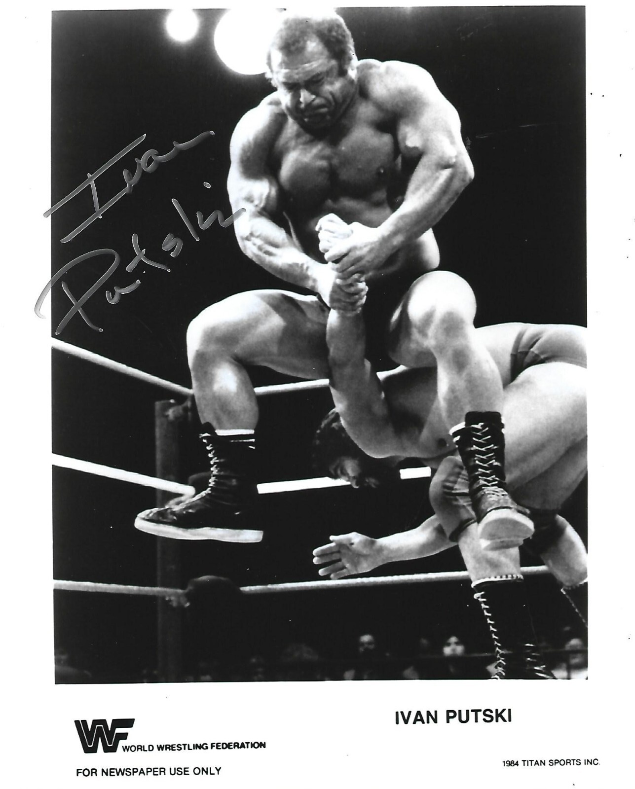 WRESTLING LEGEND IVAN PUTSKI SIGNED 8X10 POLISH POWER HAMMER
