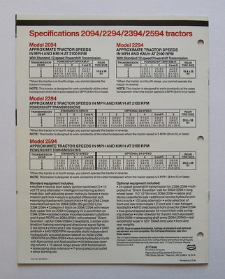 Case 2094 2294 2394 2594 Tractor Brochure