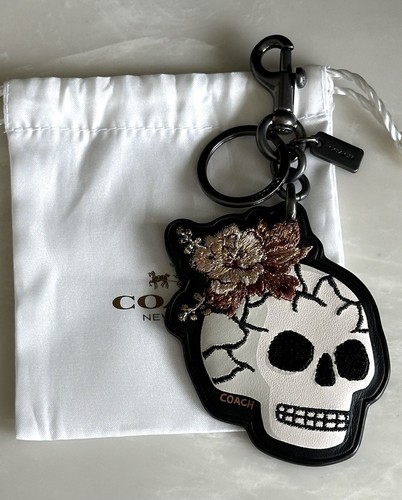 希少✨COACH Bag Charm Keychain Signature Coach Mirror Bag Charm Signature Canvas w/split Key Ring