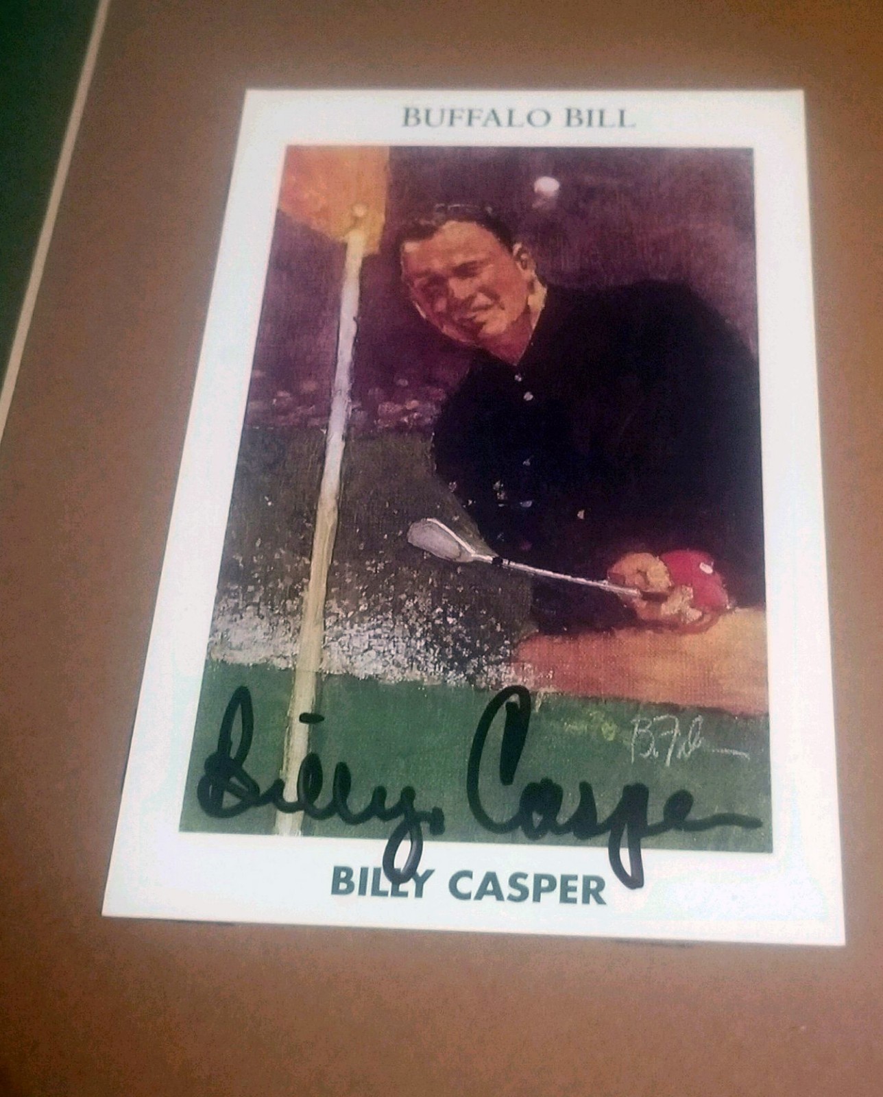 RARE MUELLER GOLF BOB HOPE, PAYNE STEWART AND BILLY CASPER SIGNED FRAMED CARDS