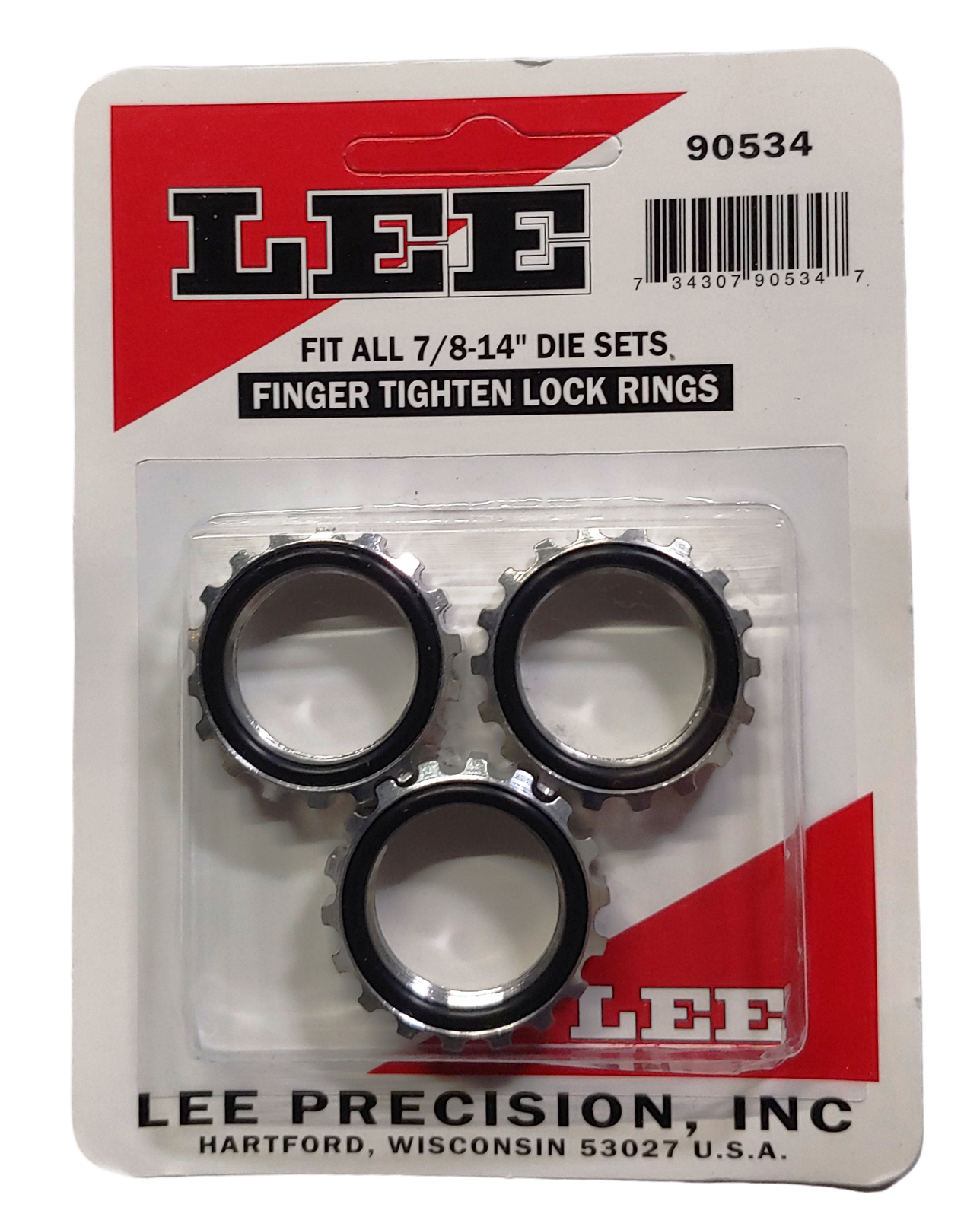 Lee Threaded Finger Tighten Self Lock Rings 7/814 Set 3/Pack 90534
