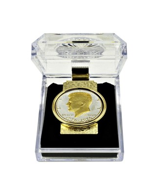 Kennedy Half-dollar Money Clip Coated with Real Silver & Gold - Made in USA