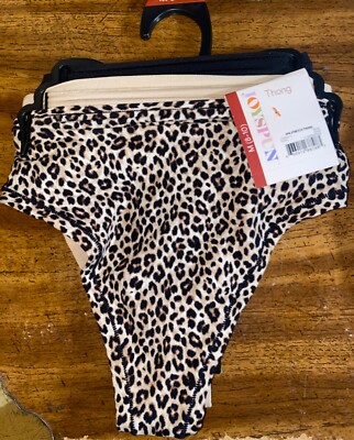 Joyspun Cheetah 3 Pack Stretch Thongs, Size M & 3XL, FREE SHIPPING!