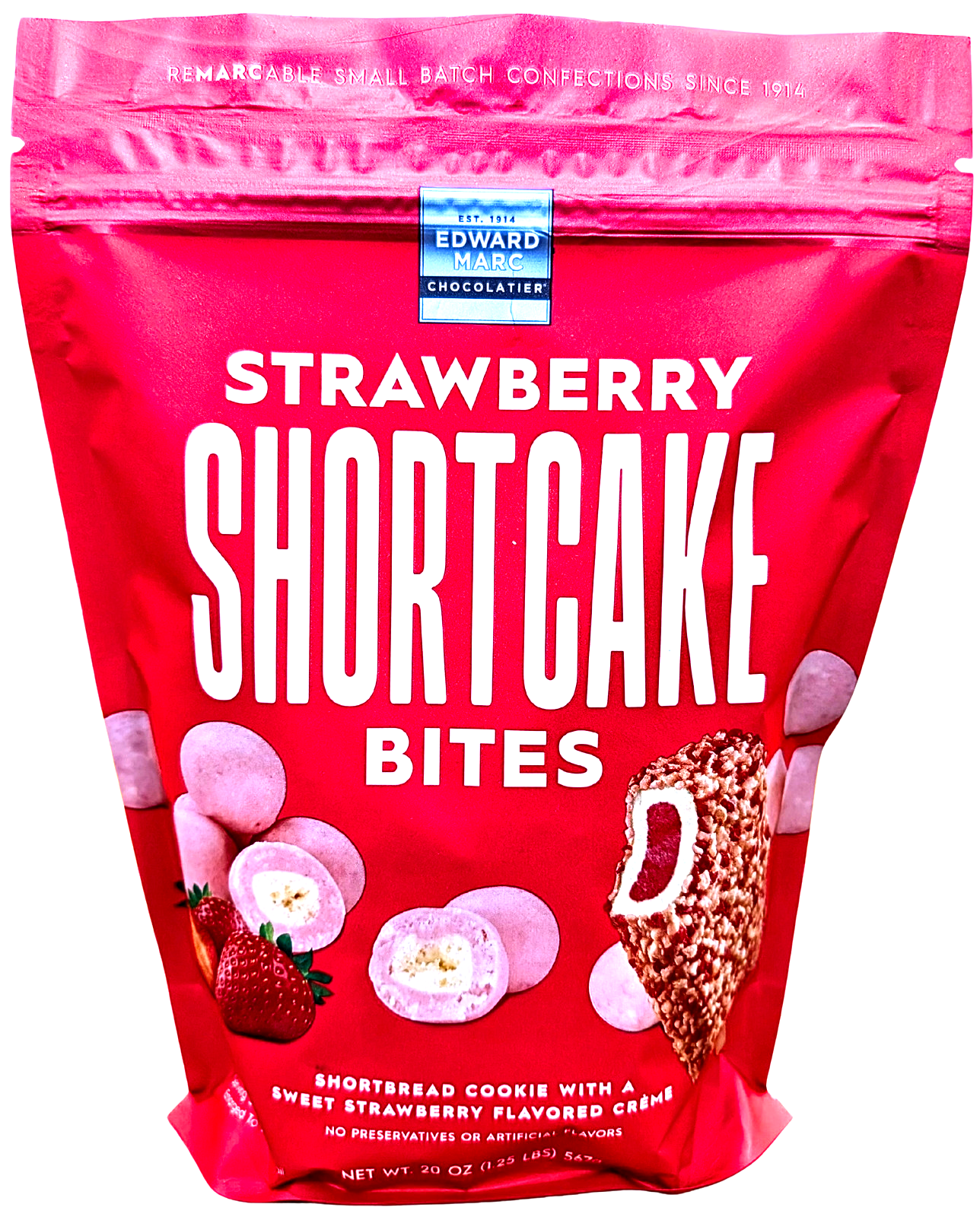 Edward Marc Strawberry Shortcake Snack Bites Shortbread Creme Cookies 20 Oz 8/27