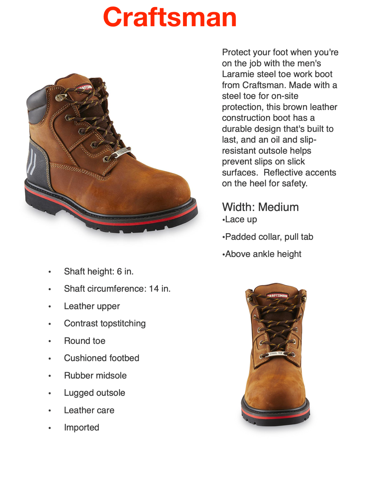 craftsman steel toe boots