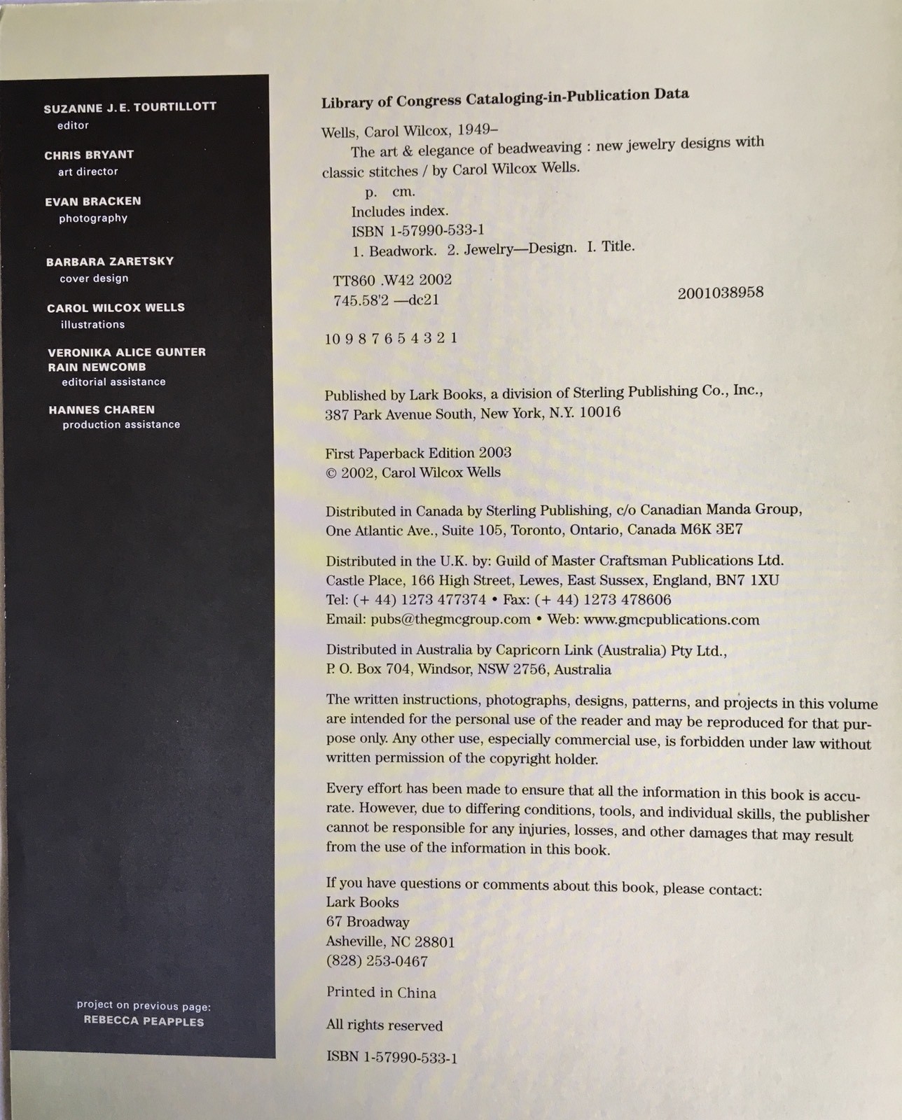 The Art & Elegance of Beadweaving - Carol Wilcox Wells - Professionally Spiraled