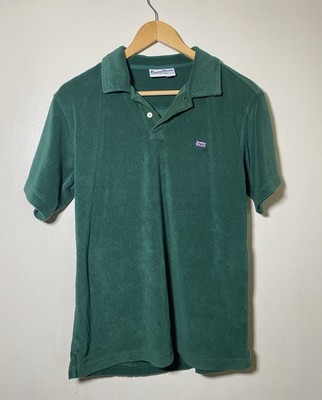 Rowing Blazers Green Terry Cloth Cotton Polo Shirt Size Small 