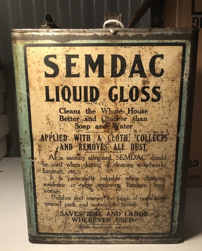 Antique early 1900's Standard Oil Company Semdac Liquid Gloss Can One Gallon