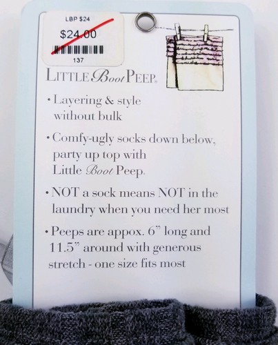 NWT Little Boot Peep Boot Toppers Women's Layering Gray Lace Up One Size