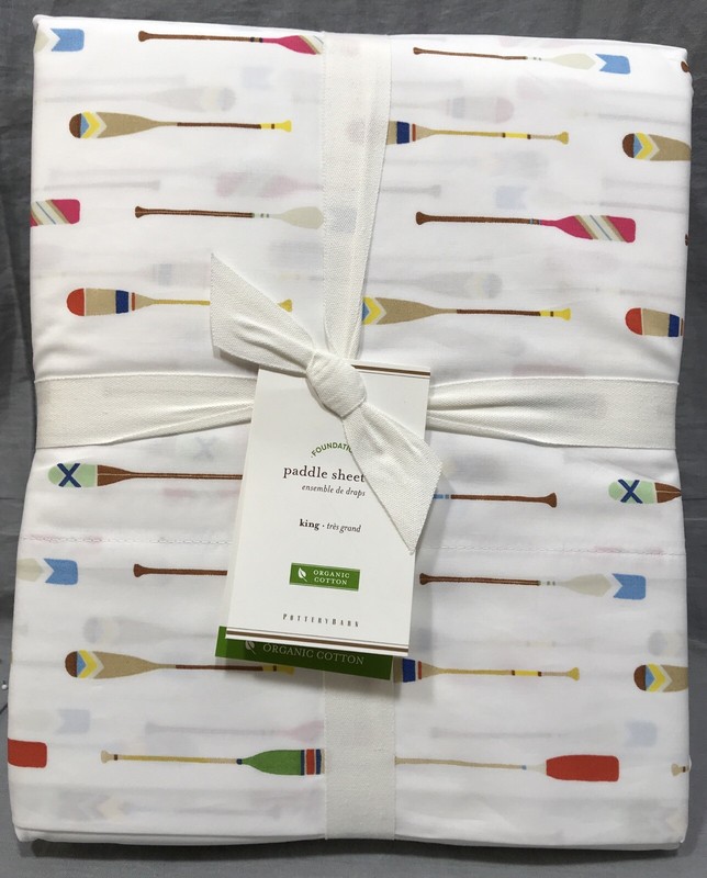 Pottery Barn Paddle Print Organic King Sheet Set Ebay